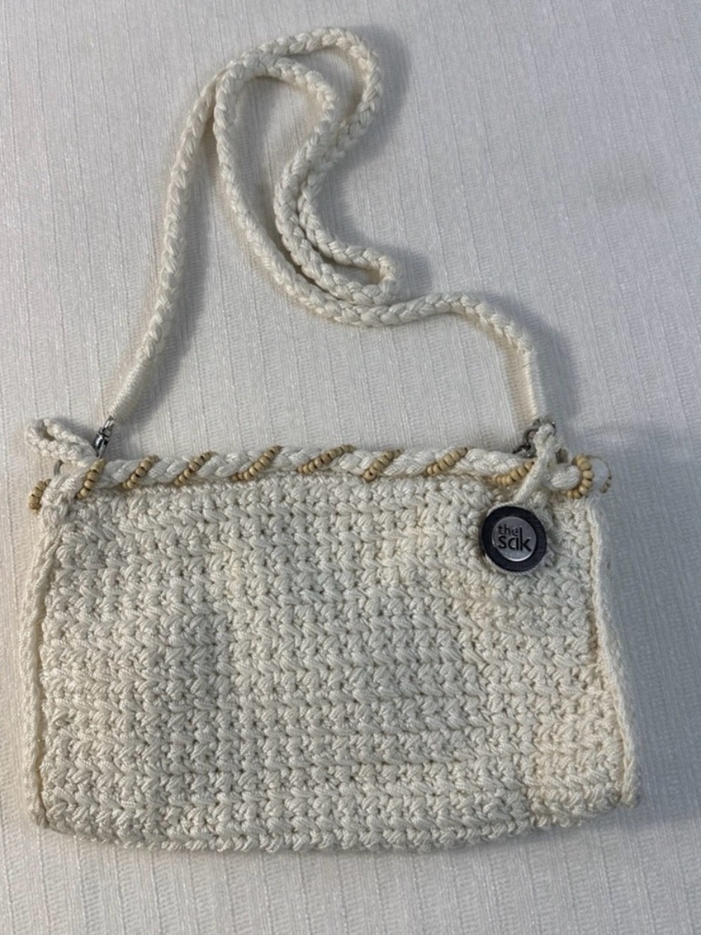 The Sak Cream Crochet Crossbody with Rope Accent
